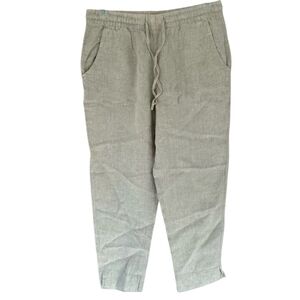 L. L. Bean Linen Pull On Ankle Pants Tapered Beige Oatmeal Womens 18 Reg